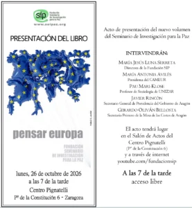 Flyer de presentación del nuevo volumen Pensar Europa